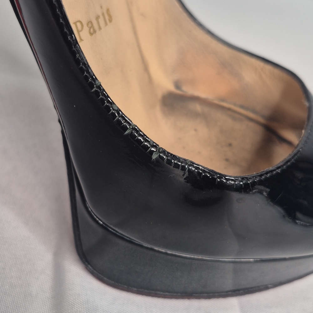 Christian Louboutin Black Patent Platform Stiletto Pumps Red Sole EUR 34.5/US4.5 - Picture 15 of 17